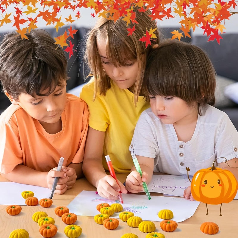 Kaemi 30 Pcs Halloween Pumpkin Erasers for Kids Fall Pencil Erasers Bulk Novelty 3D Fun Erasers Treasure Box Toys for Classroom Prizes Thanksgiving Party Favors - Image 4